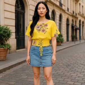 END OF SEASON SALE 》💛 2 for $25 Floral Shirred Waist Blouse